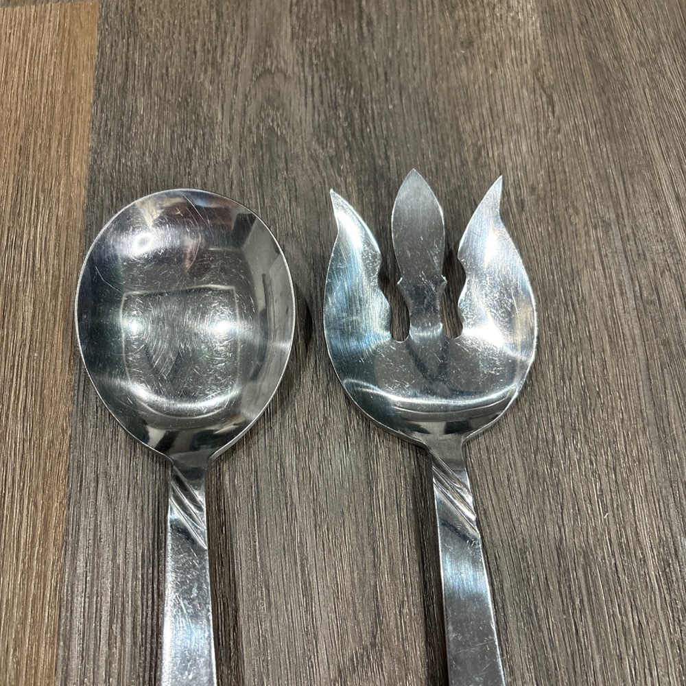 Kaysons Japan Large Salad Fork & Spoon Serving Set Stainless 11 1/4" Vintage - Picture 4 of 6